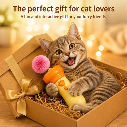 💥 50% Rabatt! 🐱 Elektrisches Katzenspielzeug – Ein-Knopf-Auslösefunktion, einziehbare Schnur, weicher Plüschball. Kompakter Griff, austauschbare Bälle. Für Wohnungskatzen & Kätzchen. Inkl. 2 Bälle + Schraubendreher. Benötigt 2×AAA 🛡️