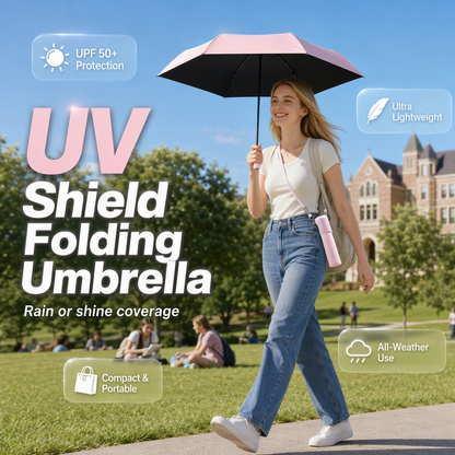 💥 50% Rabatt! ☂️ UV Shield Faltschirm – dreifach faltbar, UV-schützend, für 2 Personen. Leicht (239 g), inkl. Tragetasche. 6 Farben 🛡️
