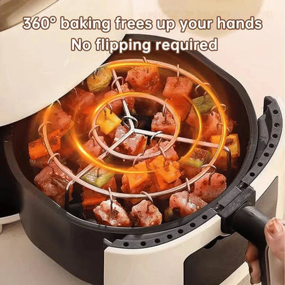 ❄️Sommerfrische 50 % Rabatt!🍢Wintrre™ Spießhalter für Heißluftfritteuse – Edelstahl-Grillrost für Fleisch, Gemüse, Garnelen & Hähnchenflügel