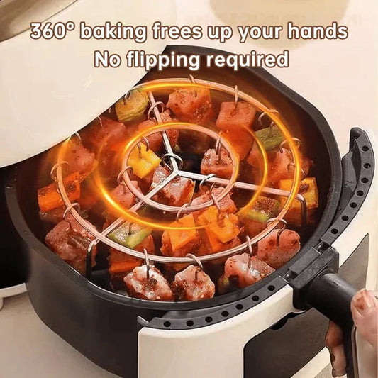 ❄️Sommerfrische 50 % Rabatt!🍢Wintrre™ Spießhalter für Heißluftfritteuse – Edelstahl-Grillrost für Fleisch, Gemüse, Garnelen & Hähnchenflügel