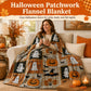 💥 50% rabatt! 🎃 Halloween-flanellteppe i lappete-stil – mykt, koselig og perfekt for sofa, seng og reise. Gresskar, spøkelser og rutemønster i varme høstfarger 🍂