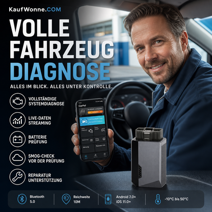 🎃 50 % HALLOWEEN-RABATT! 🚗 Bluetooth-Kfz-Diagnosegerät – Fehlercodes, Live-Daten & Batterietest!