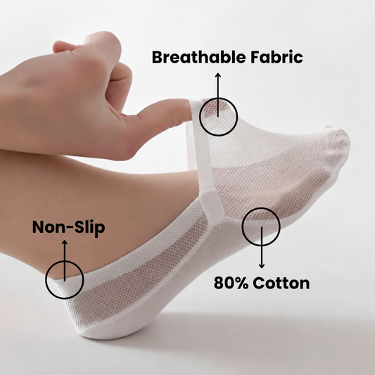 ❄️Sommerfrische 50 % Rabatt!🧦Unsichtbare Sneakersocken mit rutschfester Ferse – Atmungsaktive Baumwollmischung-Fußlinge für Sneakers, Slip-ons & flache Schuhe