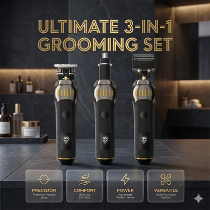 🌞Frühlingserwachen: 50% Rabatt!👨Luxuriöses 3-in-1 Profi-Pflegeset für Männer – T-Blade-Trimmer, Folienrasierer & Nasentrimmer – Mit LED-Display & USB-wiederaufladbar