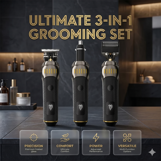 🌞Frühlingserwachen: 50% Rabatt!👨Luxuriöses 3-in-1 Profi-Pflegeset für Männer – T-Blade-Trimmer, Folienrasierer & Nasentrimmer – Mit LED-Display & USB-wiederaufladbar