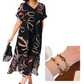 ❄️Sommerfrische 50 % Rabatt!👗Elegantes fließendes V-Ausschnitt-Midikleid – Luftiges schwarzes Kleid mit Schleifenprint, Seitenschlitz und bequemer Passform S-5XL