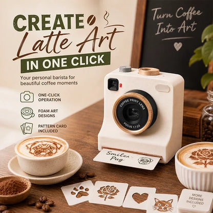 ☕🎄 Weihnachtsgeschenk für Kaffeeliebhaber – 3D-Latte-Art-Schablonen-Kamera | Lustiger UK-Kaffeekunst-Maker ✨🎁