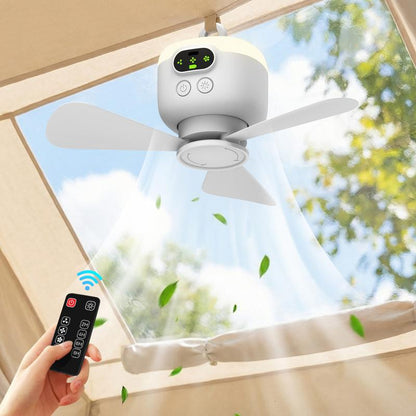 🌞Frühlingserwachen: 50% Rabatt!🏕️Wiederaufladbarer Deckenventilator mit LED – Kabelloser Hängeventilator mit Fernbedienung, Timer und 8000 mAh Akku