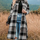 Women's Plaid Print Long Sleeve Warm Tweed Coat