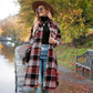 Women's Plaid Print Long Sleeve Warm Tweed Coat