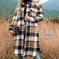 Women's Plaid Print Long Sleeve Warm Tweed Coat