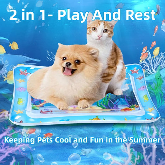 ❄️Sommerfrische 50 % Rabatt!😻Wasserspielmatte für Katzen – Sensorische Ozeanmatte mit schwimmenden Fischchen für Wohnungskatzen