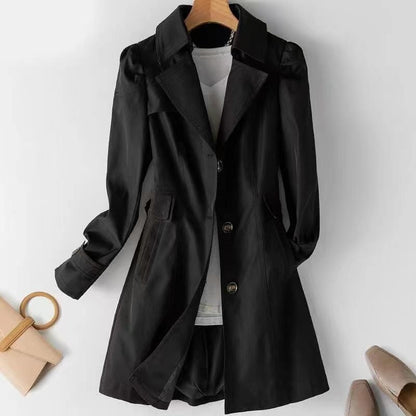 Women's Single Breasted Trench Coat with Pockets