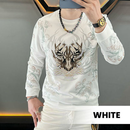 Men’s Casual Print Glitter Tiger Sweatshirt