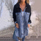 Lange Denim-Hemdjacke mit synthetischem Sherpa-Futter für Damen