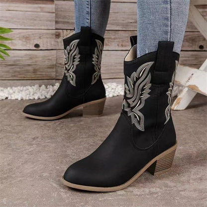 Bequeme Vintage-Stiefel mit klobigem Absatz für Damen - 📦Kostenloser Versand