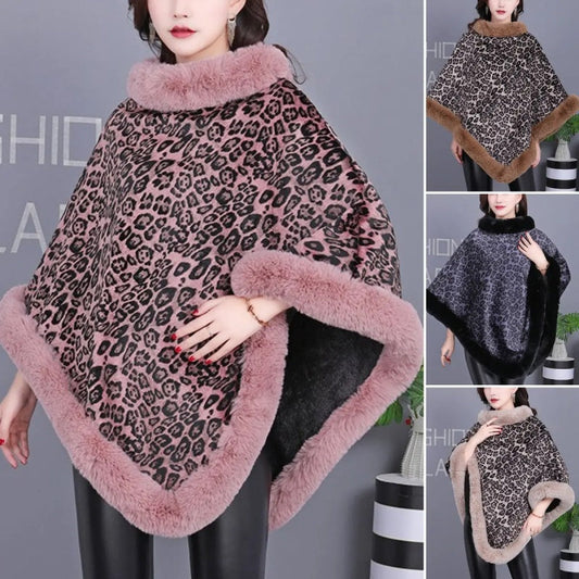 Women's Trendy Leopard Print Warm Cape Jacket