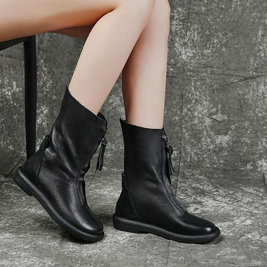 Women's Winter Retro Ultra Soft Synthetic Leather Mid-Calf Boots