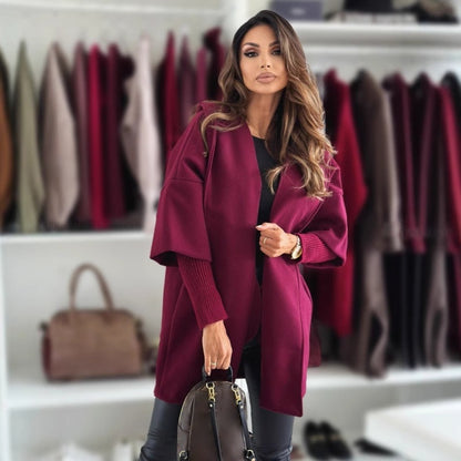 Women's Fashion Solid Color Loose Hooded Coat