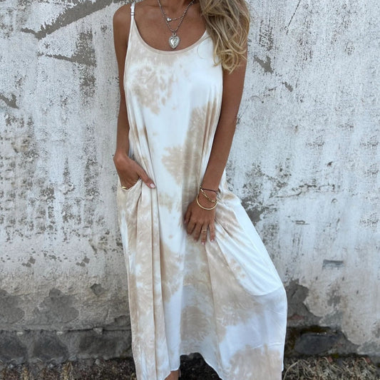 Women's Printed Spaghetti Strap Backless Dress