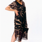 ❄️Sommerfrische 50 % Rabatt!👗Elegantes fließendes V-Ausschnitt-Midikleid – Luftiges schwarzes Kleid mit Schleifenprint, Seitenschlitz und bequemer Passform S-5XL