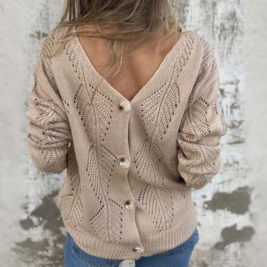 Wendbarer Pullover mit V-Ausschnitt und Hohlmuster