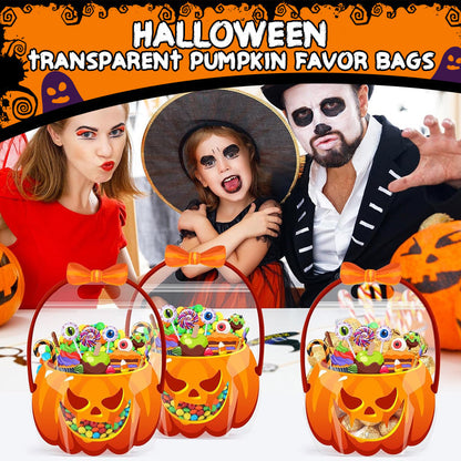 💥 50% Rabatt! 🎃 Halloween-Geschenktüten – 10 Stück, transparentes Kürbis-Design. Mit Reißverschluss & stabilem Henkel. PP-Material. Perfekt für Trick-or-Treat & Party-Goodies 🍬