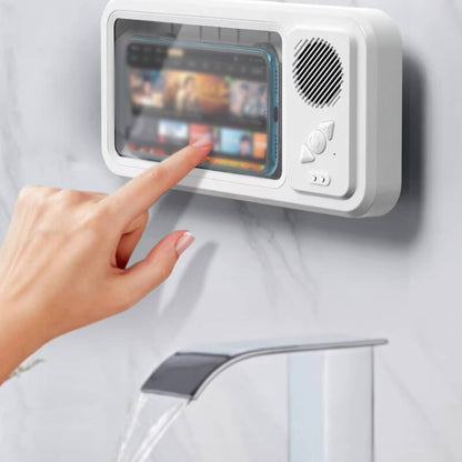❄️Sommerfrische 50 % Rabatt!🔥Spritzwassergeschützte Telefonhalterung mit Bluetooth-Lautsprecher – Wandhalterung für Dusche, Bad & Küche