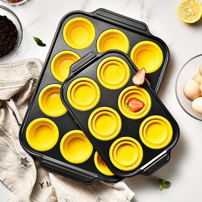 Zusammenklappbare Silikon-Muffin-Backform