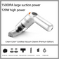 💥 50% Rabatt! 🚗 Kabelloser Handstaubsauger – 10000 Pa, 120 W, 400 g. 4000-mAh-Akku, 30 Min. Laufzeit. Waschbarer HEPA-Filter. Inkl. Bürste & Breitmauldüse. Weiß/Schwarz/Dunkelgrün ⚡