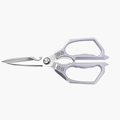 💥 50% rabatt! 🔪 Multifunksjonell kjøkkensaks i rustfritt stål – skarpe kniver, ergonomisk håndtak, flaskeåpner og nøtteknekker. 23,5×10 cm. 6 farger: sølv, gull, lilla, rosa, rød, svart 🌈