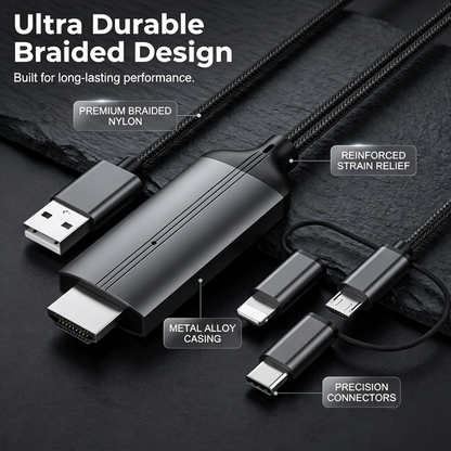 🌞Frühlingserwachen: 50% Rabatt!📱3-in-1 Telefon-zu-HDMI-Adapterkabel – 1080P Bildschirmspiegelung für TV, Monitor und Projektor