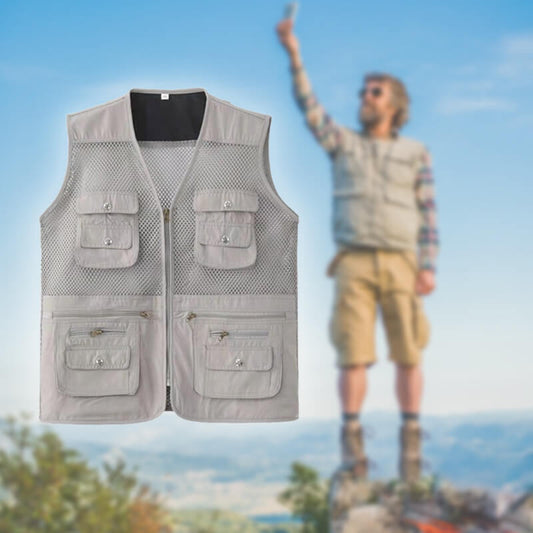 🌞Frühlingserwachen: 50% Rabatt!🎣 Multifunktionale Outdoor-Weste mit 10 Taschen – Leichte Angel-, Wander- und Reiseweste für Herren und Damen