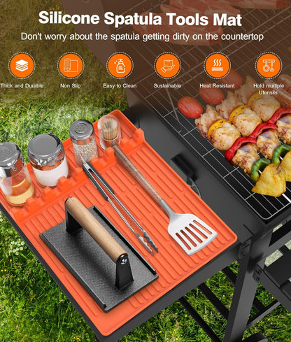 ❄️ Sommerfrische 50 % Rabatt! 🍖 Silikon-Grillmatte mit Tropfauffang – Hitzebeständige Werkzeugablage für Küche & Grill