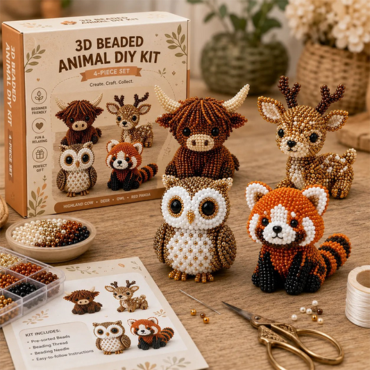 ❄️ Sommerfrische 50 % Rabatt!🐮3D-Perlen-Tiere DIY-Set – Süßes, anfängerfreundliches Bastelset für Dekoration, Entspannung & Geschenke