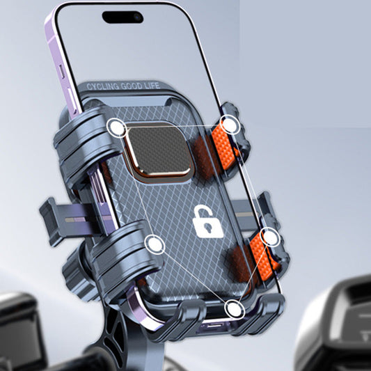 ❄️Sommerfrische 50 % Rabatt!📱Stoßfeste Telefonhalterung für Motorrad & Fahrrad – Anti-Vibrations-Smartphonehalterung mit Einhandverriegelung