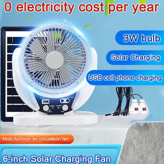 ❄️Sommerfrische 50 % Rabatt!🌞4-in-1 Solar-Campingventilator mit LED-Lampe – Wiederaufladbarer Ventilator mit Solarpanel, USB und Powerbank-Funktion