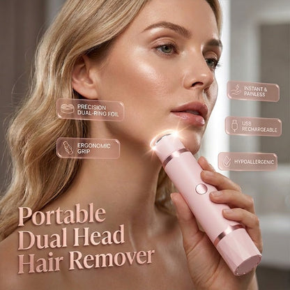 ❄️Sommerfrische 50 % Rabatt!💗Tragbarer 2-in-1-Haarentferner mit Doppelkopf – Sanft, präzise & USB-aufladbar für Gesicht und Körper