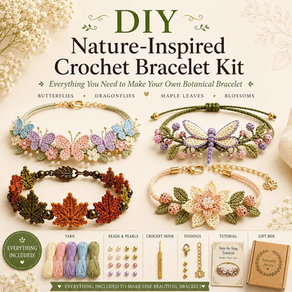 ❄️Sommerfrische 50 % Rabatt!🧵DIY-Häkelarmband-Set mit Perlen – Komplettes Schmuckpaket für Blumen-, Schmetterlings- & Botanik-Armbänder