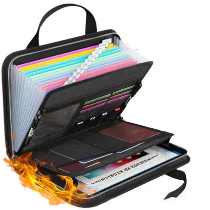 ❄️Sommerfrische 50 % Rabatt!🔥Feuerfeste Dokumentenmappe mit 12+ Fächern – wasserabweisender Dokumentenorganizer mit Griff für A4-Unterlagen, Ausweise & wichtige Dokumente