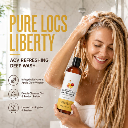 ❄️Sommerfrische 50 % Rabatt!🌿Tiefenreinigendes Locs-Shampoo mit Apfelessig – Rückstandsentferner für Locs, Dreadlocks & Ablagerungen