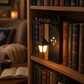 🕯️ 50% RABATT – Bokstøtte med lys – vintage gate-lampe – jern – varmt lys – plassbesparende – for bokhyllen, skrivebordet og stuen – skaper lesestemning