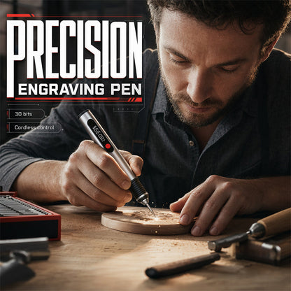 ❄️Sommerfrische 50 % Rabatt!✨Kabelloses, wiederaufladbares Gravierstift-Set – Präzisions-Rotationswerkzeug mit 3 Geschwindigkeiten und digitaler Batterieanzeige
