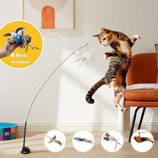 🔥50 % Rabatt! 🐦Interaktives Saugnapf‑Vogel Katzenspielzeug - Für eine glückliche und aktive Katze den ganzen Tag🐱