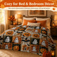 💥 50% rabatt! 🎃 Halloween-flanellteppe i lappete-stil – mykt, koselig og perfekt for sofa, seng og reise. Gresskar, spøkelser og rutemønster i varme høstfarger 🍂