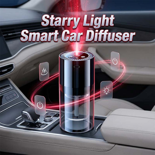 💥 50% rabatt! 🌟 Smart bil-diffuser med stjernehimmel-projeksjon – digital berøringskontroll, 50 ml kapasitet. Rød stjerne projiseres i taket. Standard, Upgrade eller Top-End modell 🚗