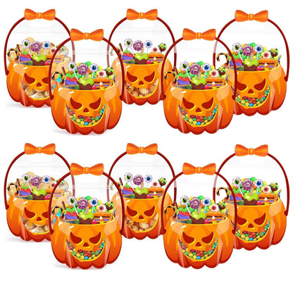 💥 50% rabatt! 🎃 Gjennomsiktige Halloween-gaveposer med gresskardesign – 10 stk per pakke. Solid bærehåndtak, sikker glidelåslukking. Perfekt for knask eller knep, festgaver og sesongdekorasjon 🍬