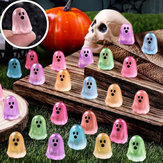 💥 50% Rabatt! 👻 Leuchtende Geisterfiguren – 50/60 Stück, Glow-in-the-Dark. Niedliches Design, ungiftiges Kunstharz. Perfekt für Halloween-Deko & Partys. Blau/Grün/Lila/Orange/Pink 🛡️