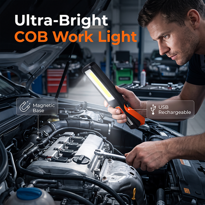 💥 50% Rabatt! 🔧 Ultrahelles COB-Arbeitslicht – Magnetfuß, wiederaufladbar, USB-Schnellladung. Weitwinkel-Flutlicht, blendfrei. Multi-Angle-Klappständer. Für Mechaniker & Heimwerker 🛡️