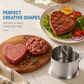 💥 50% Rabatt! 🍔 Edelstahl-Burgerpresser – perfekte Patties, Easy Push-Release, 2 Ringe (Herz+Rund). Ideal für BBQ 🛡️